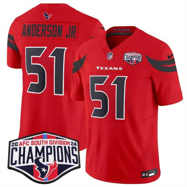 Men%27s Houston Texans #51 Will Anderson Jr. Red F.U.S.E. 2024 AFC South Division Champions Vapor Limited Stitched Jersey
